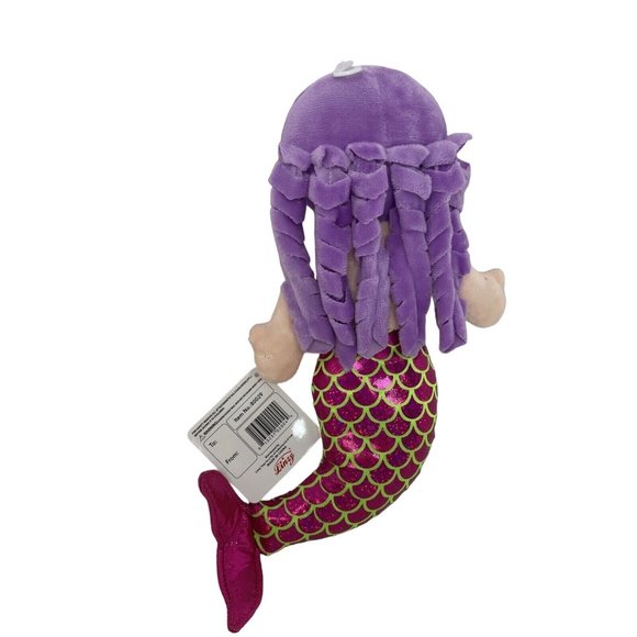 Linzy Toys Mermaid Plush Doll 14” Purple Hair Green Bikini Shells Pink Tail - Picture 3 of 15